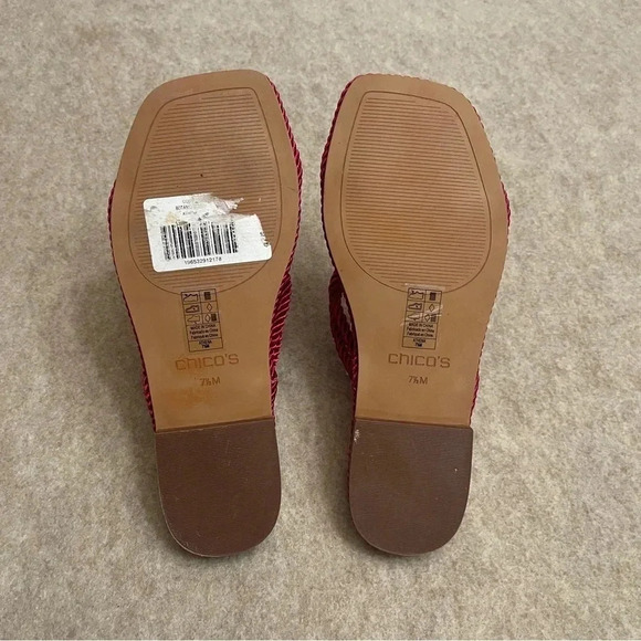 Chico’s Athena Cord Fuchsia Slip On Square Toe Flat Sandals Women’s size 7.5 - Picture 5 of 11